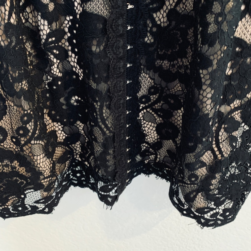 Topshop Bustier Mini Dress Hook And Eye Corset Look Black Lace Size 10 Coquette - Picture 10 of 16